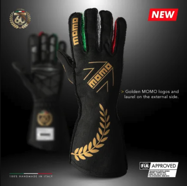 60 Jahre MOMO Corsa Pro Rennfahrerhandschuhe Größe 8